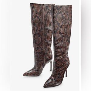 Express Snakeskin Pattern Knee-High brown Boots